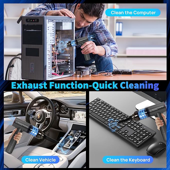PocketDuster 2-in-1 Compressed Air Duster and Mini Vacuum Cleaner - Image 5
