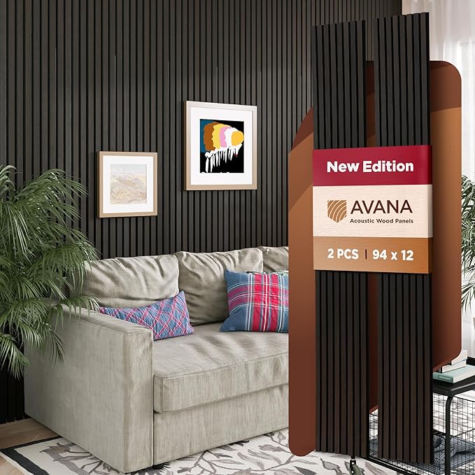 Avana Acoustic Wood Wall Panels – 94.4 X 12.6 Inch Smoke Oak Acoustic Panels 2 by AvanaHome