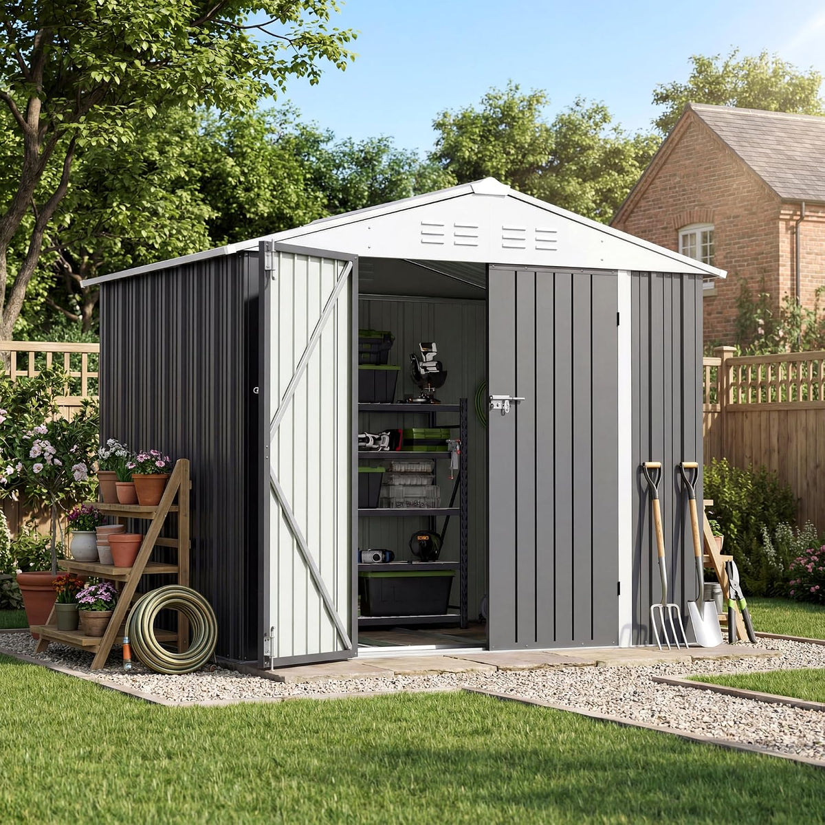 patiowell 8x6 ft outdoor storage shed with floor, main product view