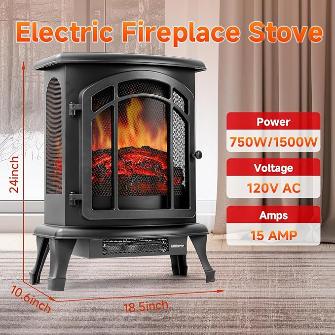 24" Electric Fireplace Heater Stove - Image 2