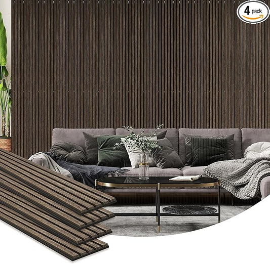 HOMCOM 4 Pack 3D Acoustic Panels, Wood Slat Wall Paneling by HOMCOM
