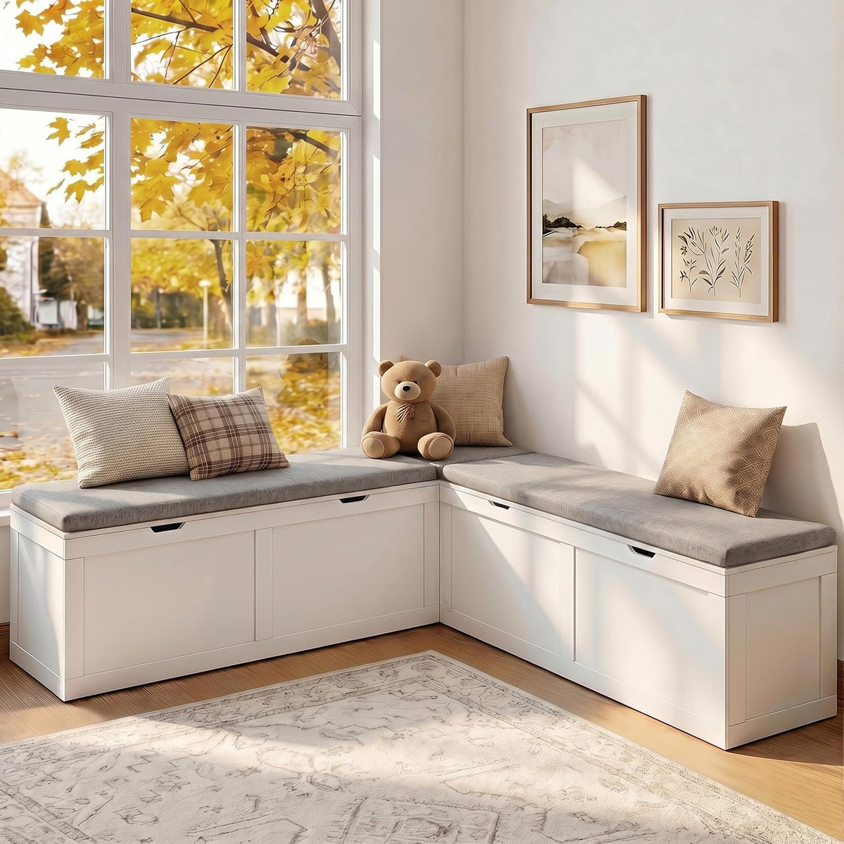 63” breakfast nook bench, l shaped storage bench, main product view