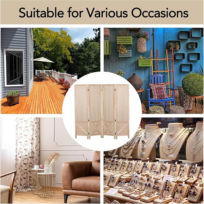 Wnutrees 4 Panel Pegboard Display, 5 Ft Wood Folding Privacy Screens Room - Image 7