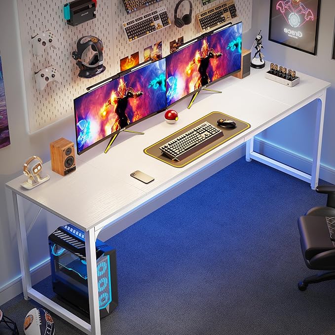 Huuger Computer Desk, 80 Inch Office Desk, Gaming Desk - Image 4