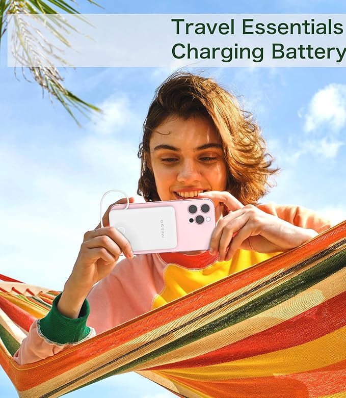 miisso 6000mah Ultra Slim Built in Cables Power Bank, Card Size Built in USB C - Image 5