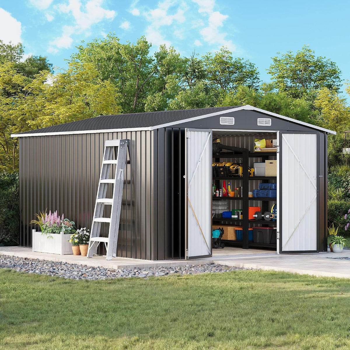 mxv 12 x 10ft outdoor storage shed, metal, main product view