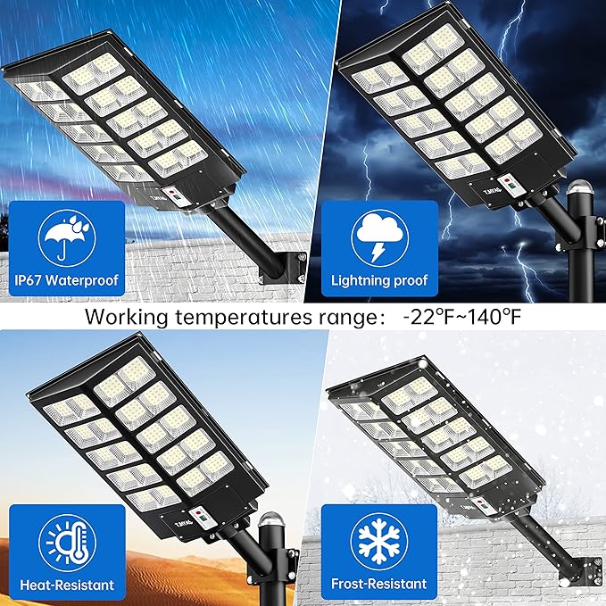 JAYNLT Y-5200W Solar Street Lights Outdoor, 520000LM 6500K Commercial Parking - Image 5