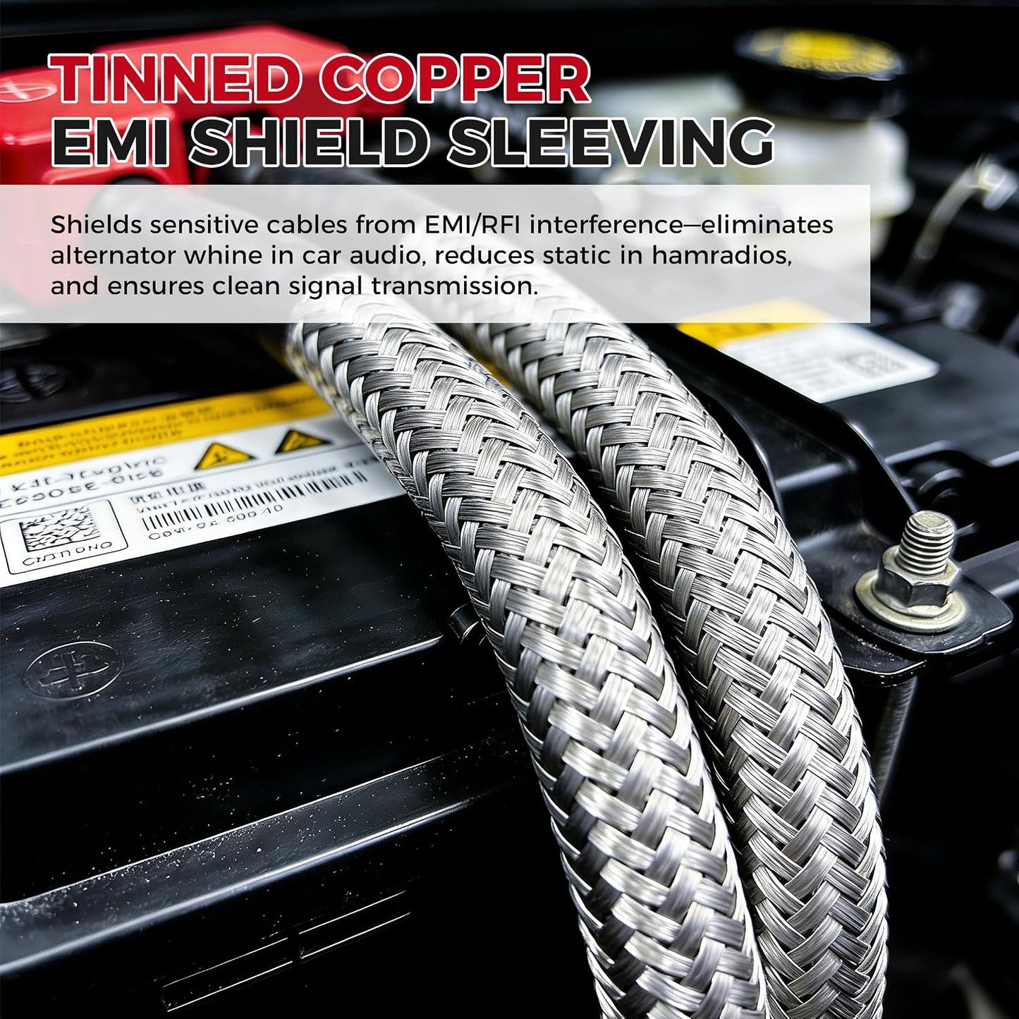 Tinned Copper Braid Wire Shielding Ground Strap Metal Cable Sleeve Expandable Flexible Flat Mesh (5/16 in Wide(0.20 in Dia)-115ft)