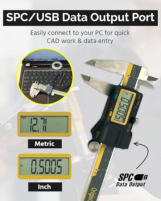 iGAGING Absolute Origin 0-12" Digital Caliper, IP54 Stainless Steel, SPC/USB - Image 4