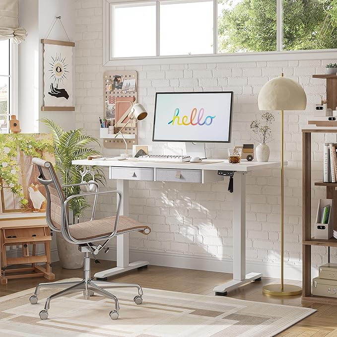 Agilestic Standing Desk with 2 Drawers, Adjustable Height Electric Desk with - Image 2