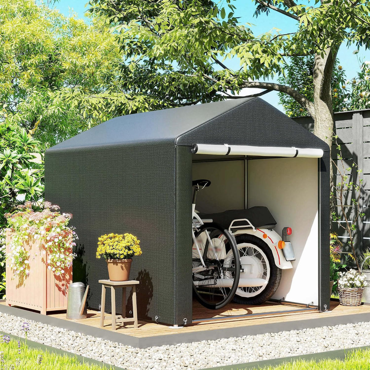outsunny 5.2 x 7.2 ft portable storage shed, package contents
