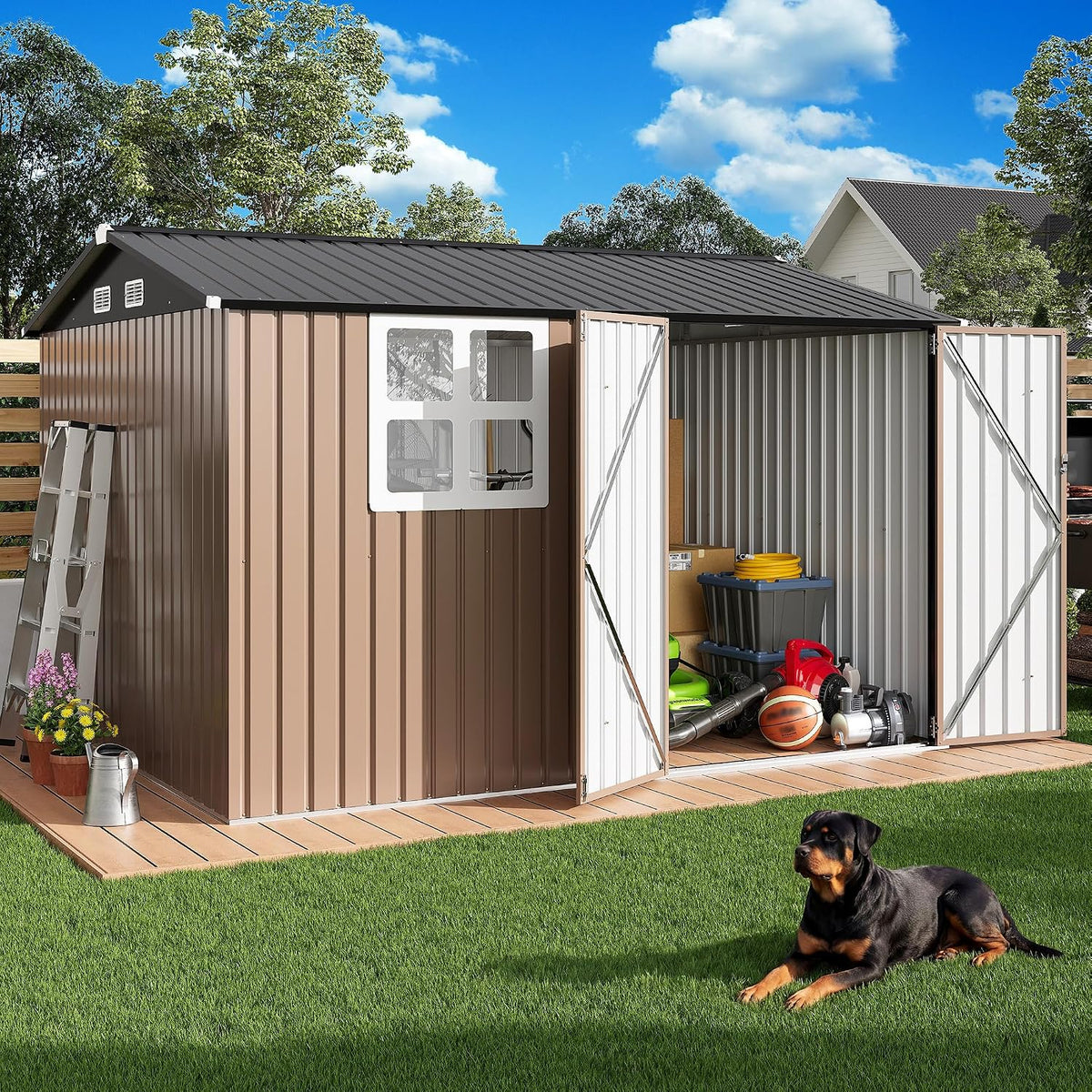 ironck 10x8.2ft outdoor storage shed with clear window, main product view
