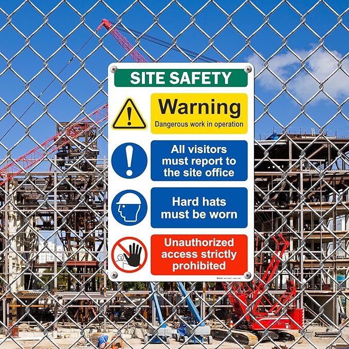 Brimar - 12" x 18" - Construction Site Safety Sign - .063″ White Rust-Free - Image 4