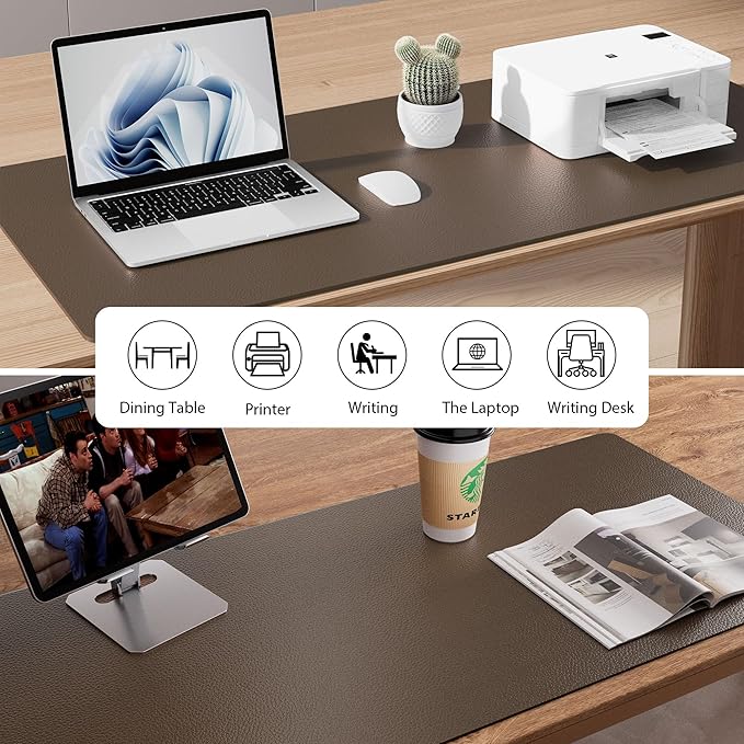 Aothia Leather Desk Pad Protector, Large Mouse Pad, Office Mat, Non-Slip PU - Image 6