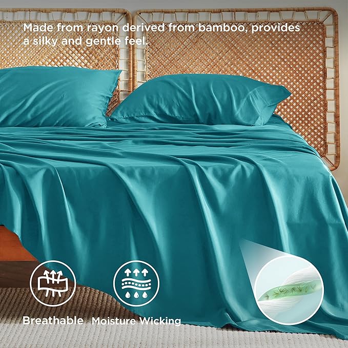 Bedsure California King Sheet Sets, Cooling Sheets, Rayon Derived from Bamboo - Image 3