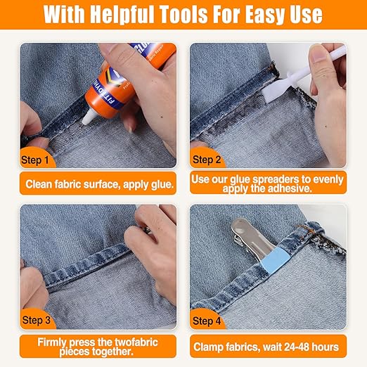 FITTDYHE Fabric Glue Permanent, 60 ML Washable Clear Clothing Glue, Super - Image 6