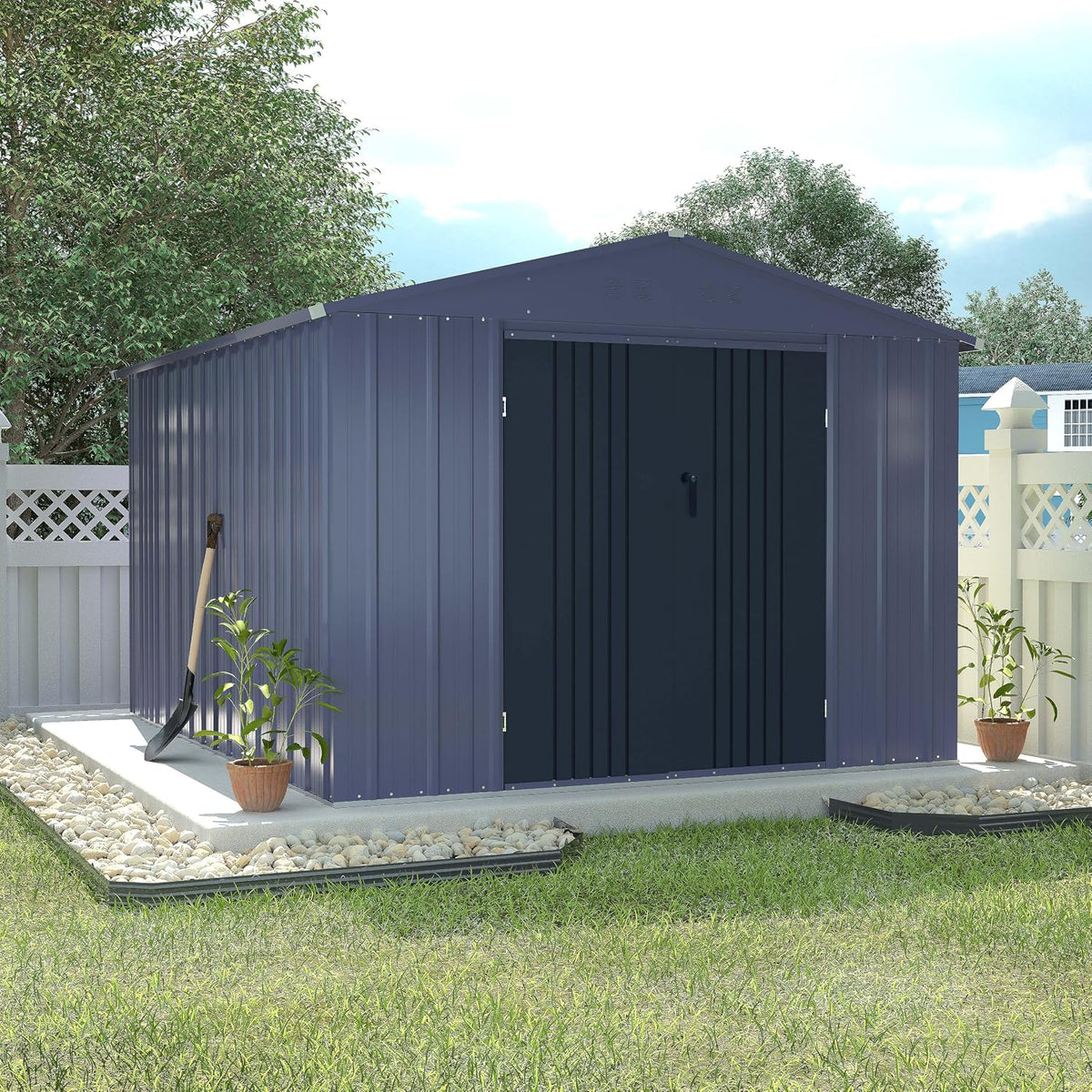 veikou 8x10ft outdoor storage shed with thickened galvanized, main product view