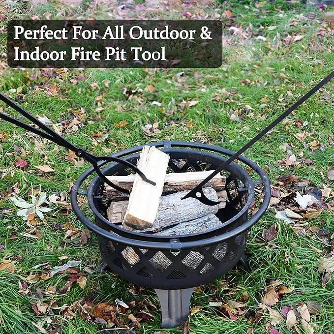 40" Fire Log Tongs Firewood Grabber and Fire Poker Set, Large Fire Pit Tool - Image 6