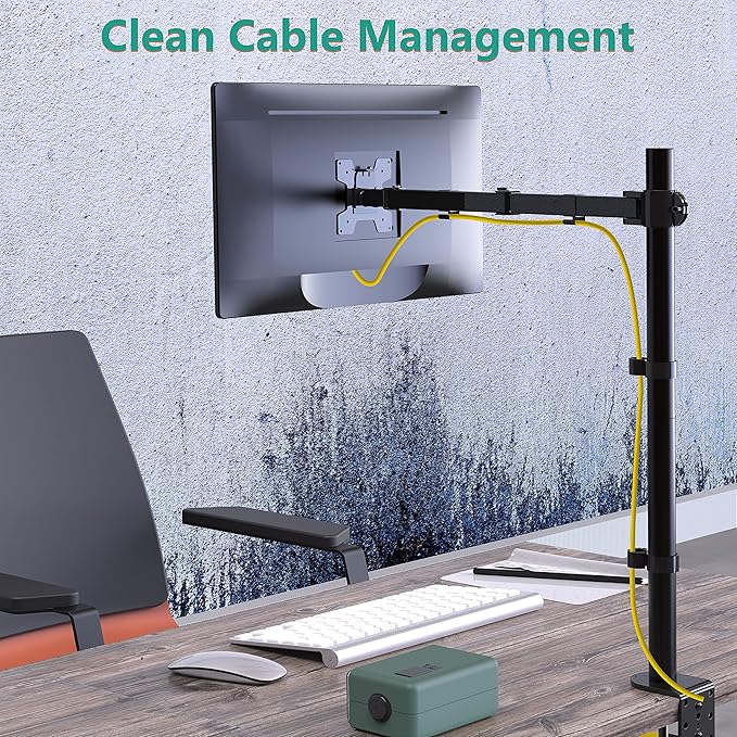 WALI Monitor Arm Mount for Desk, Single Extra Tall Computer Desk Mount - Image 8