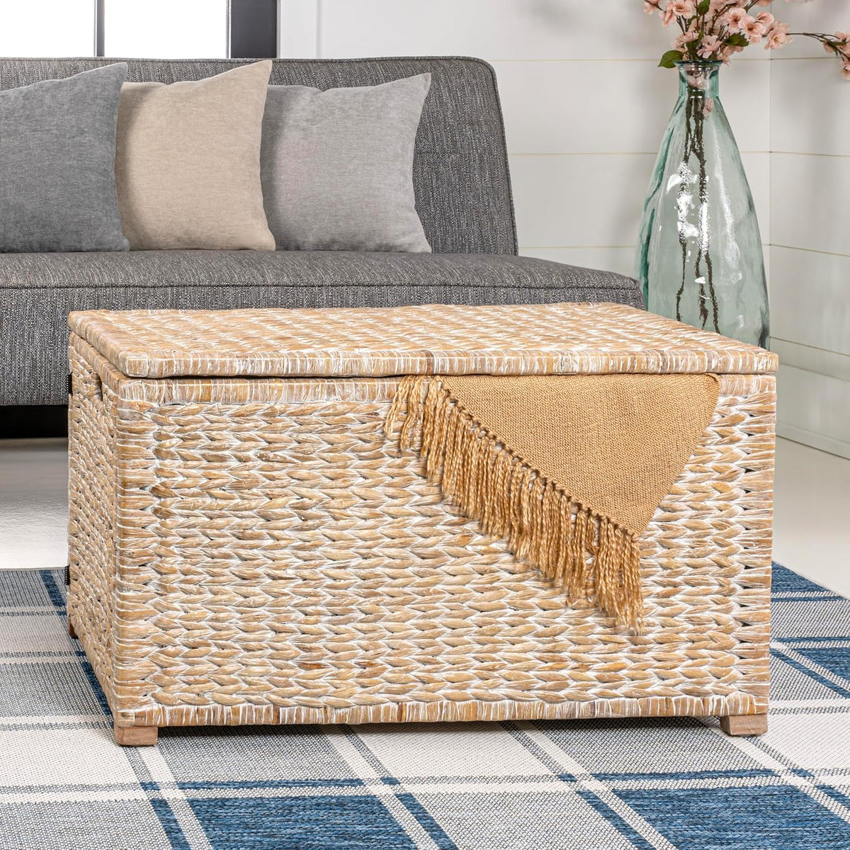 eyely mph9005c amanda wicker weave 30" storage trunk, main product view