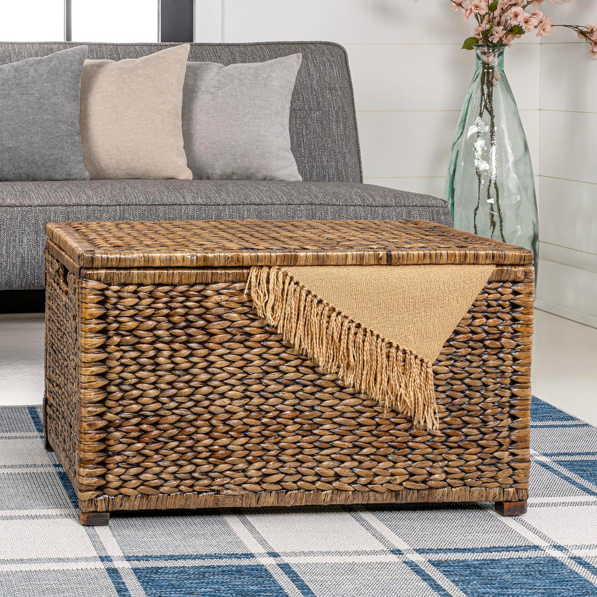 eyely mph9005b amanda wicker weave 30" storage trunk, main product view