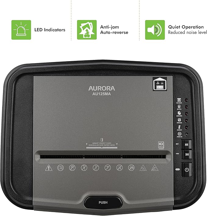 Aurora Professional Grade AU125MA 120-Sheet Auto Feed High-Security Micro-Cut - Image 6