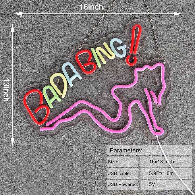 ZODZ Bada Bing Neon Sign for Wall Décor Sopranos Merch Girls Dimmable LED Neon - Image 4