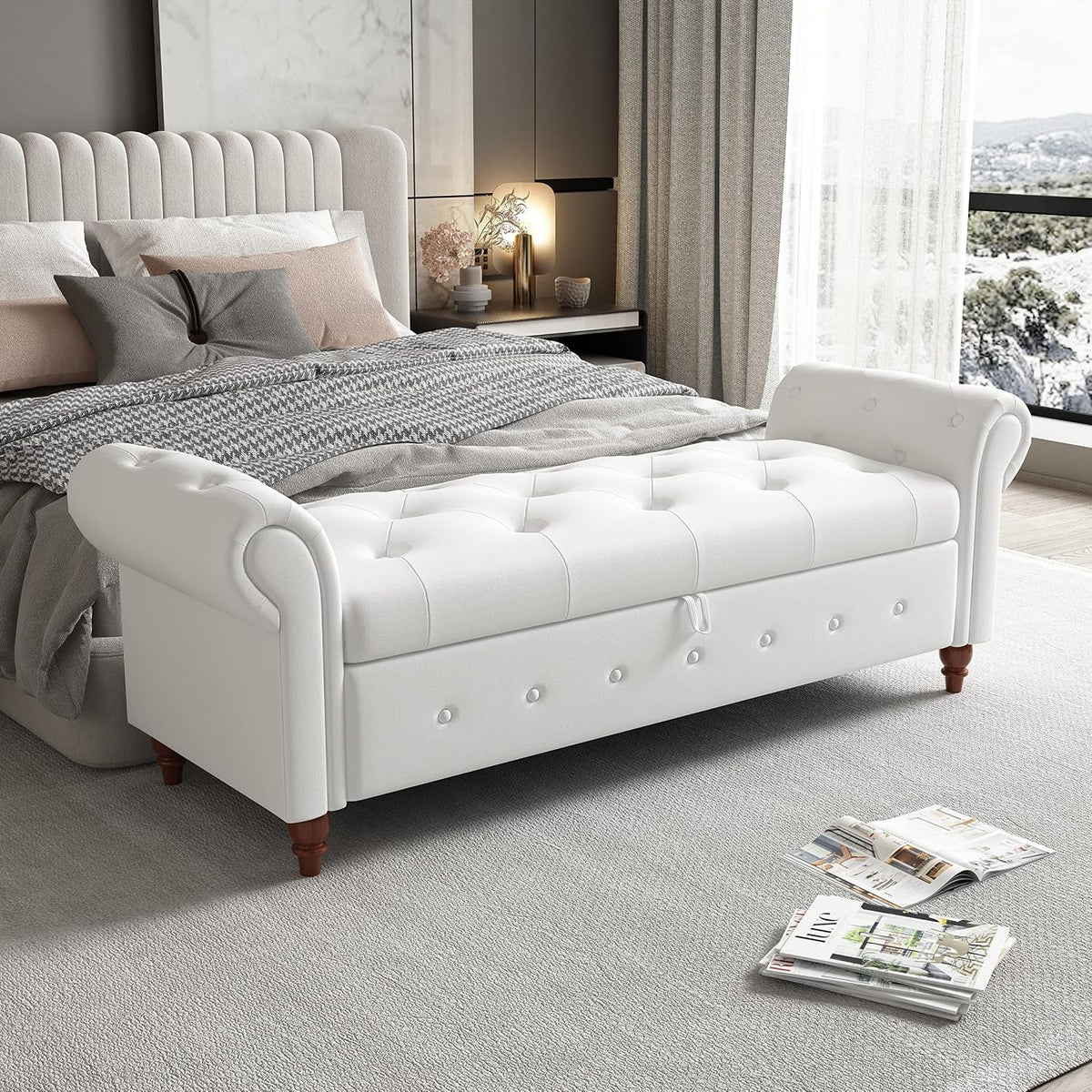 keiki storage bench for bedroom, 63" bed benches, main product view